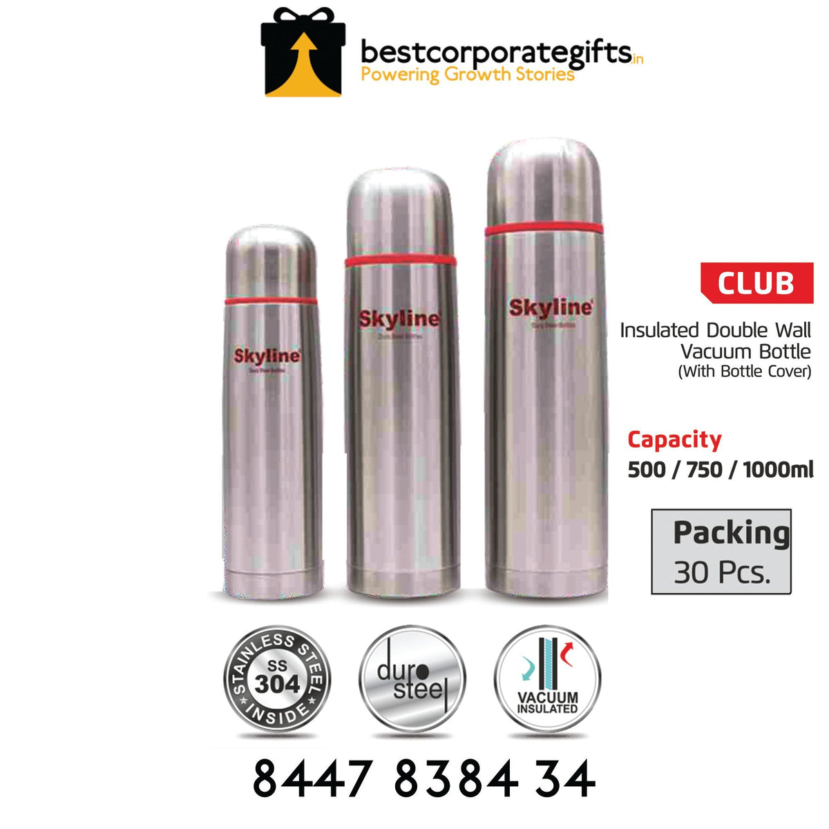 YuBingo Insulated Double Wall Vacuum Bottle-Club - Corporate Drinkware Gift - Water Bottles by YuBingo