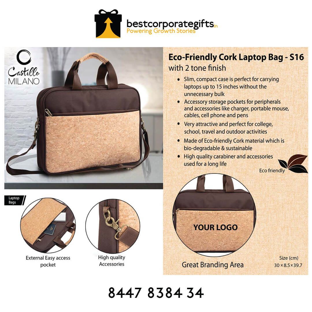 YuBingo Eco-Friendly Cork Laptop Bag With 2 Tone Finish - Corporate Gift | YuBingo corporate gift