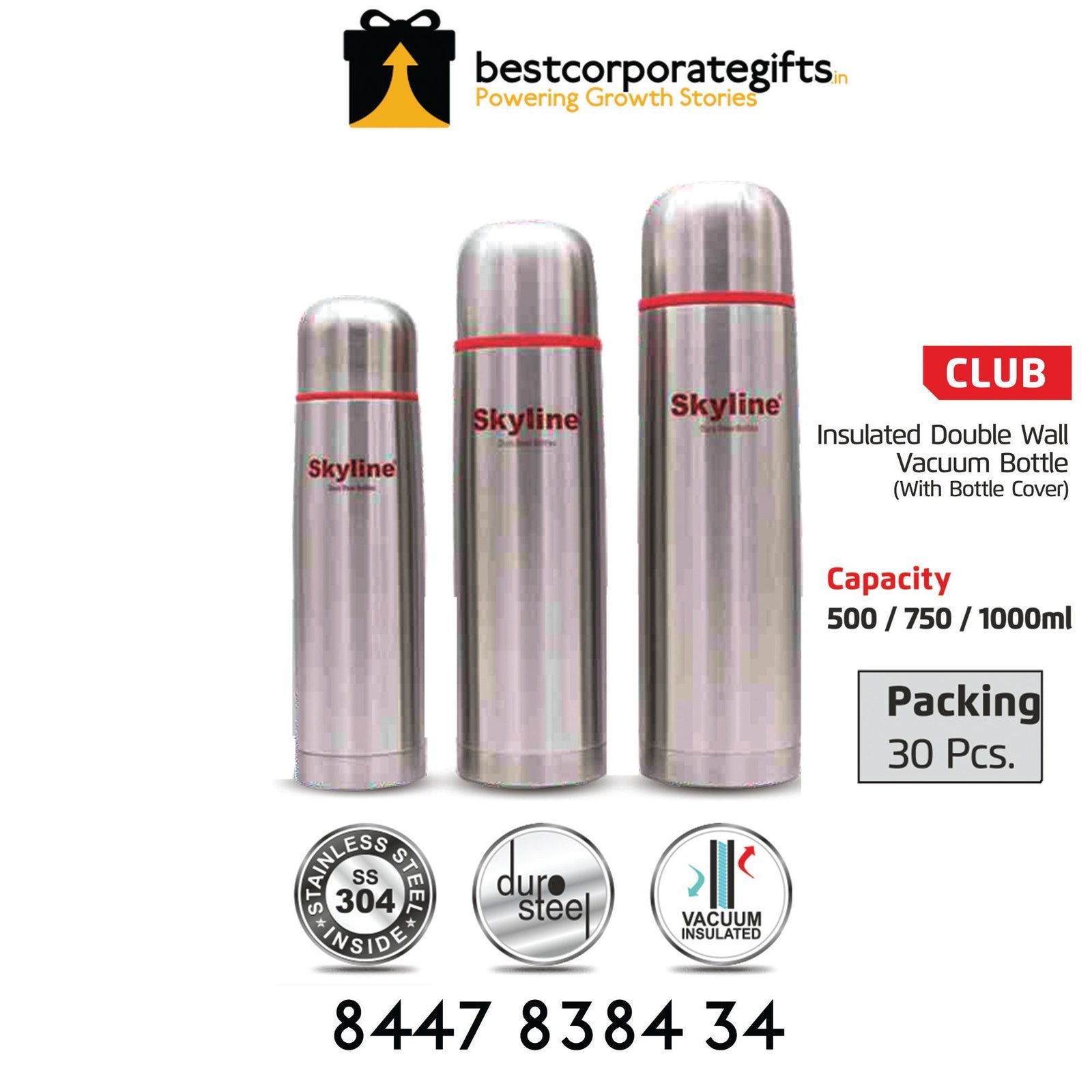 YuBingo Insulated Double Wall Vacuum Bottle-Club - Corporate Drinkware Gift - Water Bottles by YuBingo
