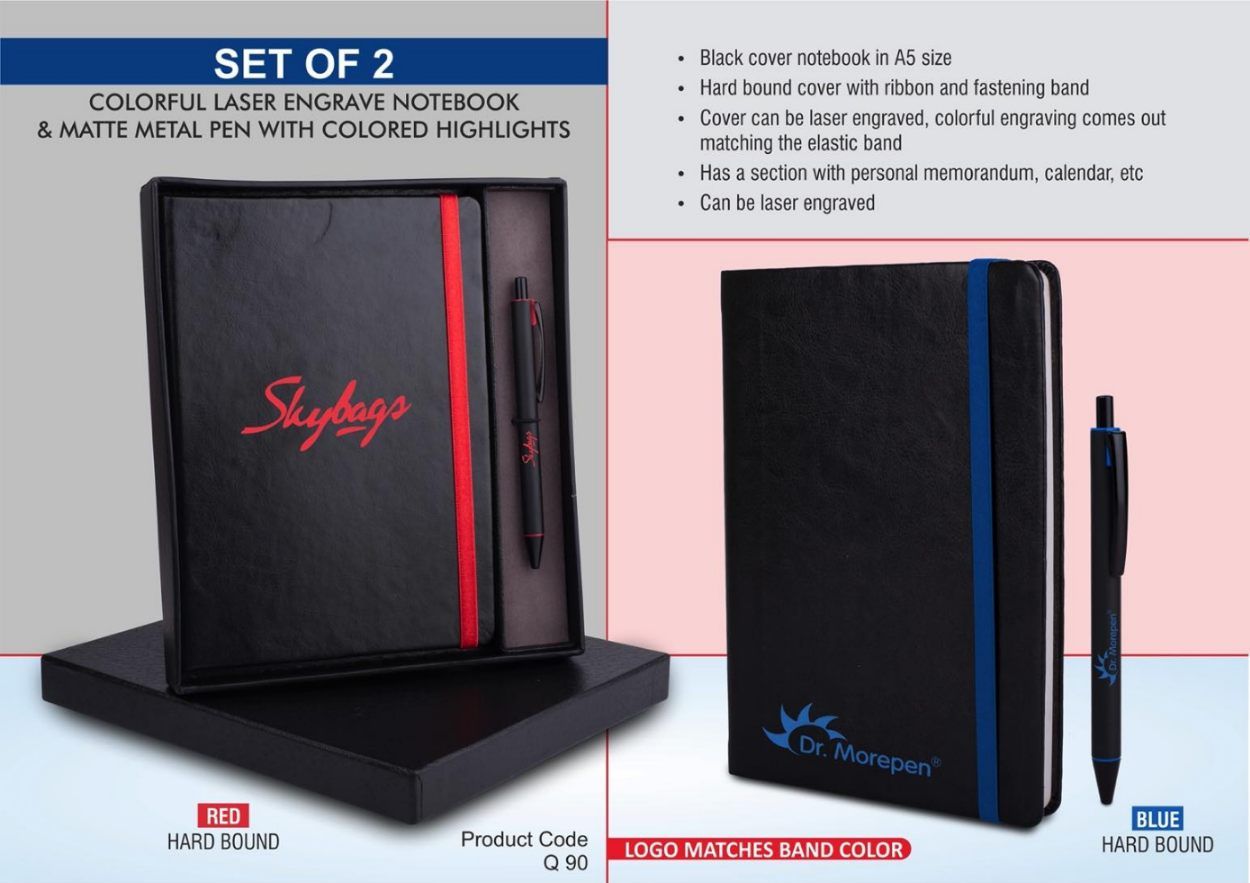 Laser Engrave Color Notebook with Metal Highlight Pen Gift Set in Premium Box - Corporate Gift