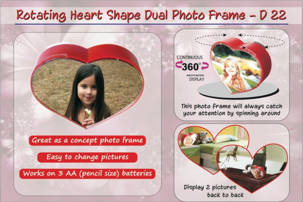 YuBingo Rotating Heart Shape Dual Photo Frame - Corporate Gift | YuBingo corporate photo frame gift