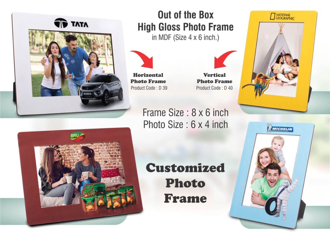YuBingo Out Of The Box High Gloss Photo Frame In MDF - Customizable Frame & Insert - 4x6 Inch - Horizontal - Corporate Gift | YuBingo corporate photo frame gift