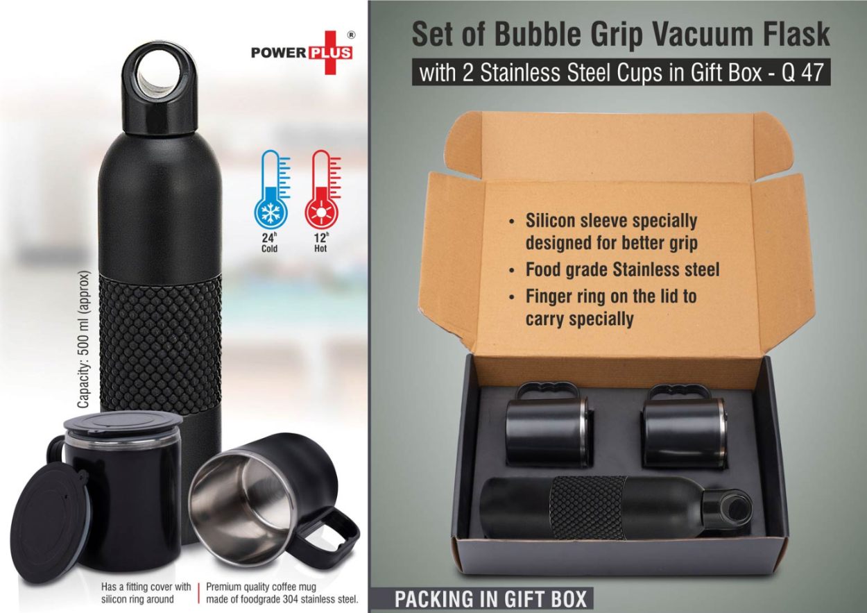 YuBingo Set Of Bubble Grip Vacuum Flask With 2 Stainless Steel Cups In Gift Box - Corporate Gift Set - image 2