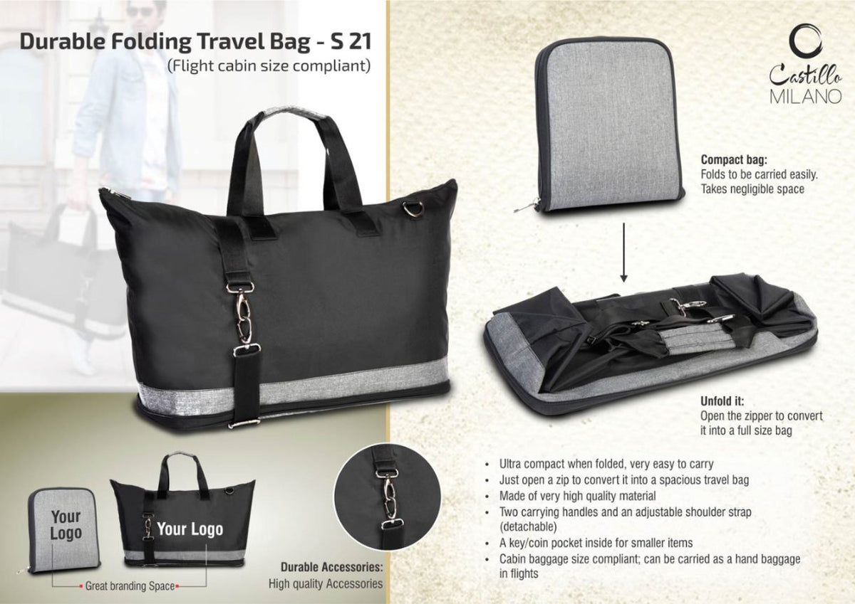 YuBingo Durable Folding Travel Bag (Flight Cabin Size Compliant) In Gray - Corporate Gift | Product image 2