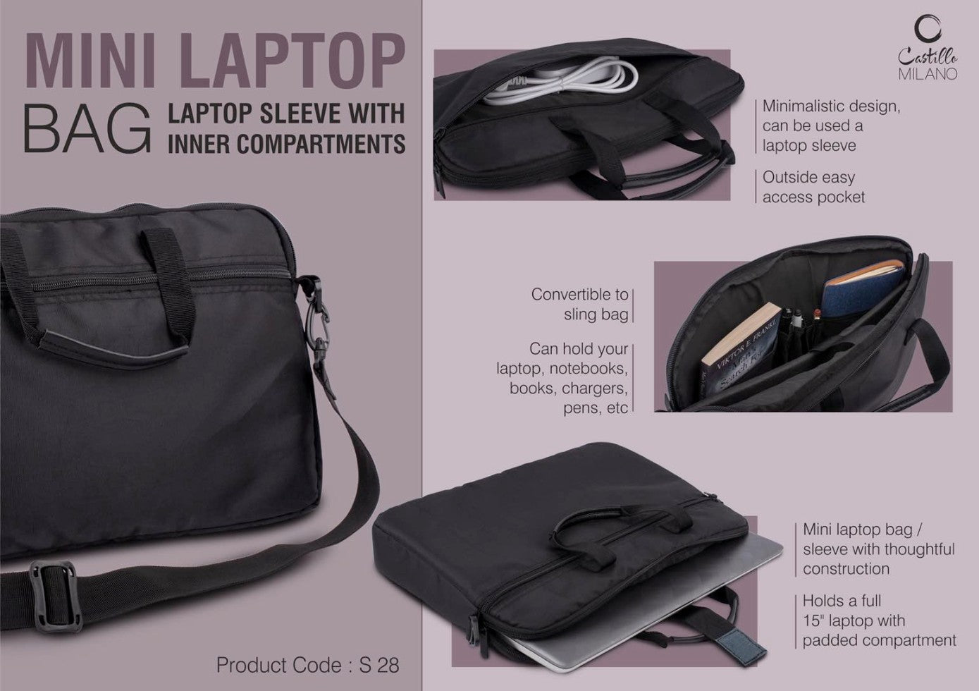 YuBingo Mini Laptop Bag / Laptop Sleeve With Inner Compartments - Convertible To Sling Bag - Corporate Gift | Product image 2