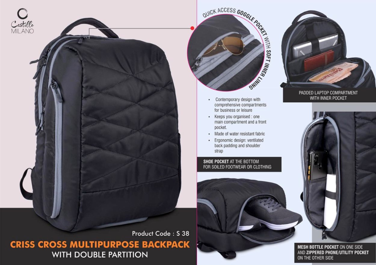 YuBingo Criss Cross Multipurpose Backpack With Double Partition - Corporate Gift | Product image 2