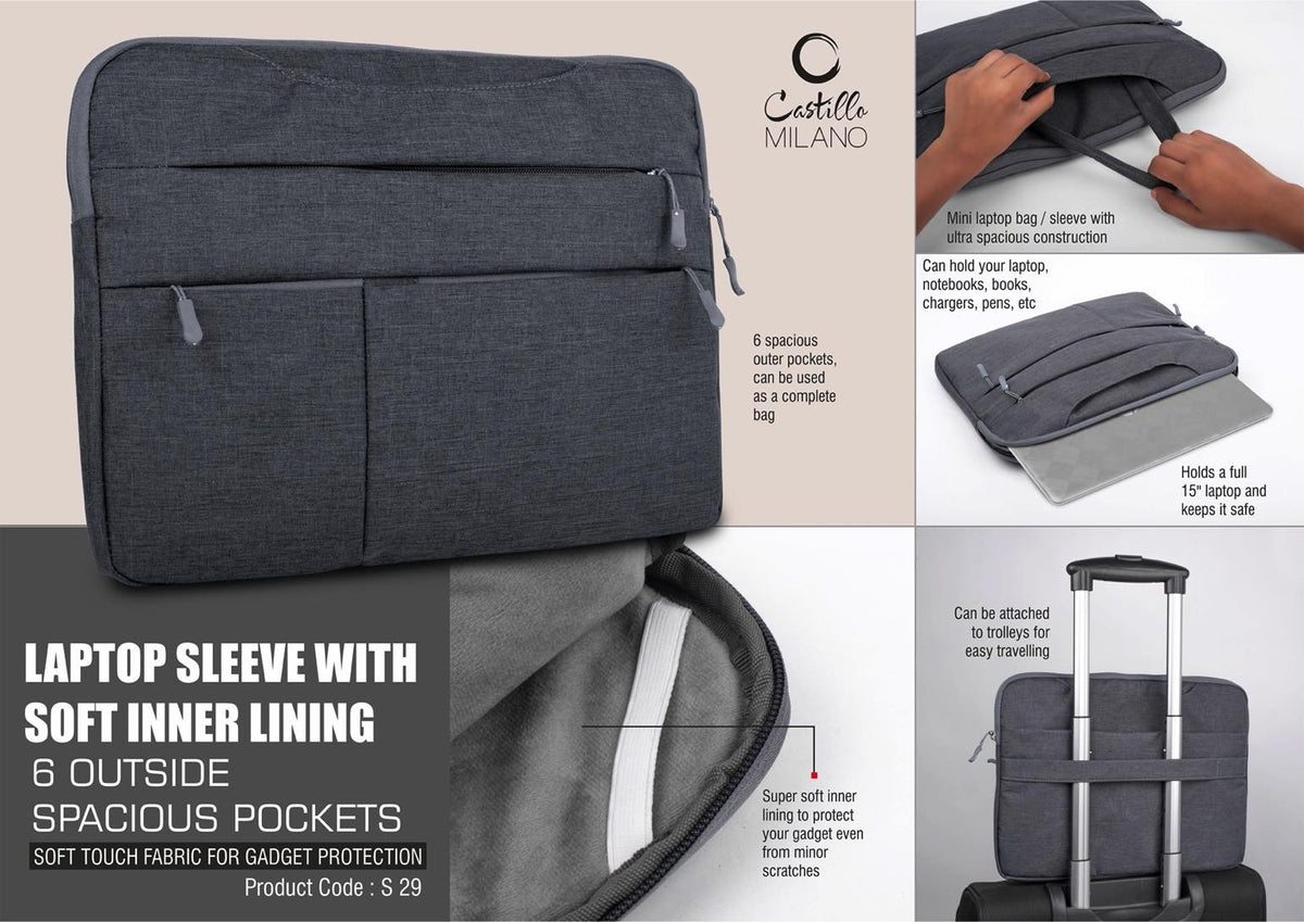 YuBingo Laptop Sleeve With Soft Inner Lining - 6 Outside Spacious Pockets - Soft Touch Fabric For Gadget Protection - Corporate Gift | Product image 2