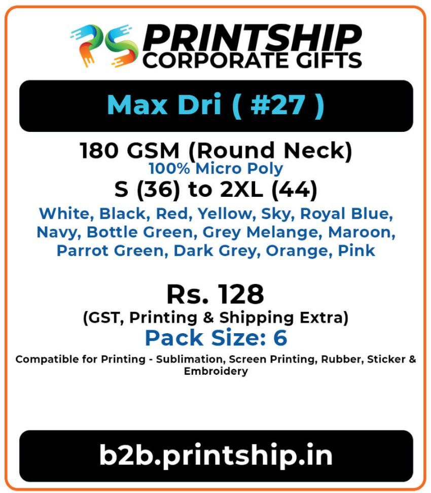 Max Dri 27 Round T-Shirt Corporate Gift - Colour 2