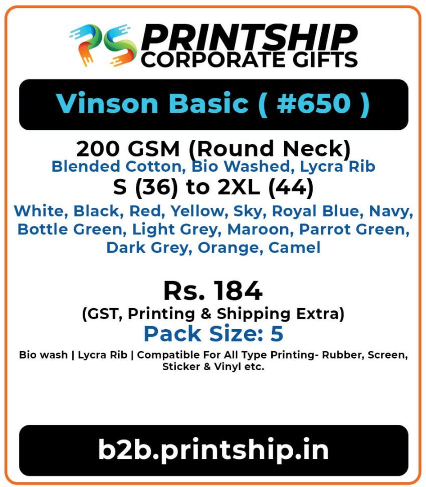 Vinson Basic Round T-Shirt Corporate Gift