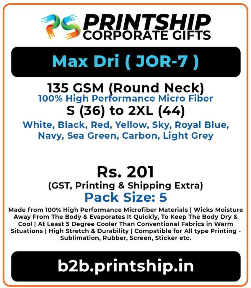 Max Dri JOR-7 Round T-Shirt Corporate Gift