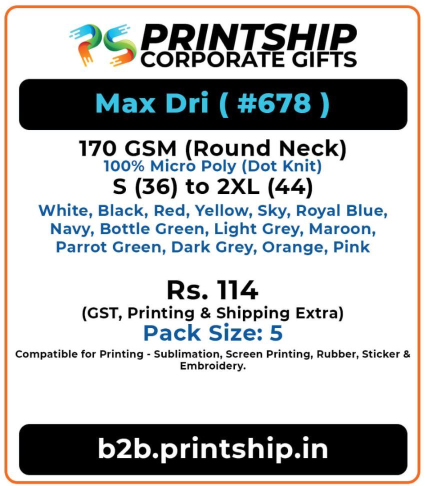 Max Dri 678 Round T-Shirt Corporate Gift - Colour 2