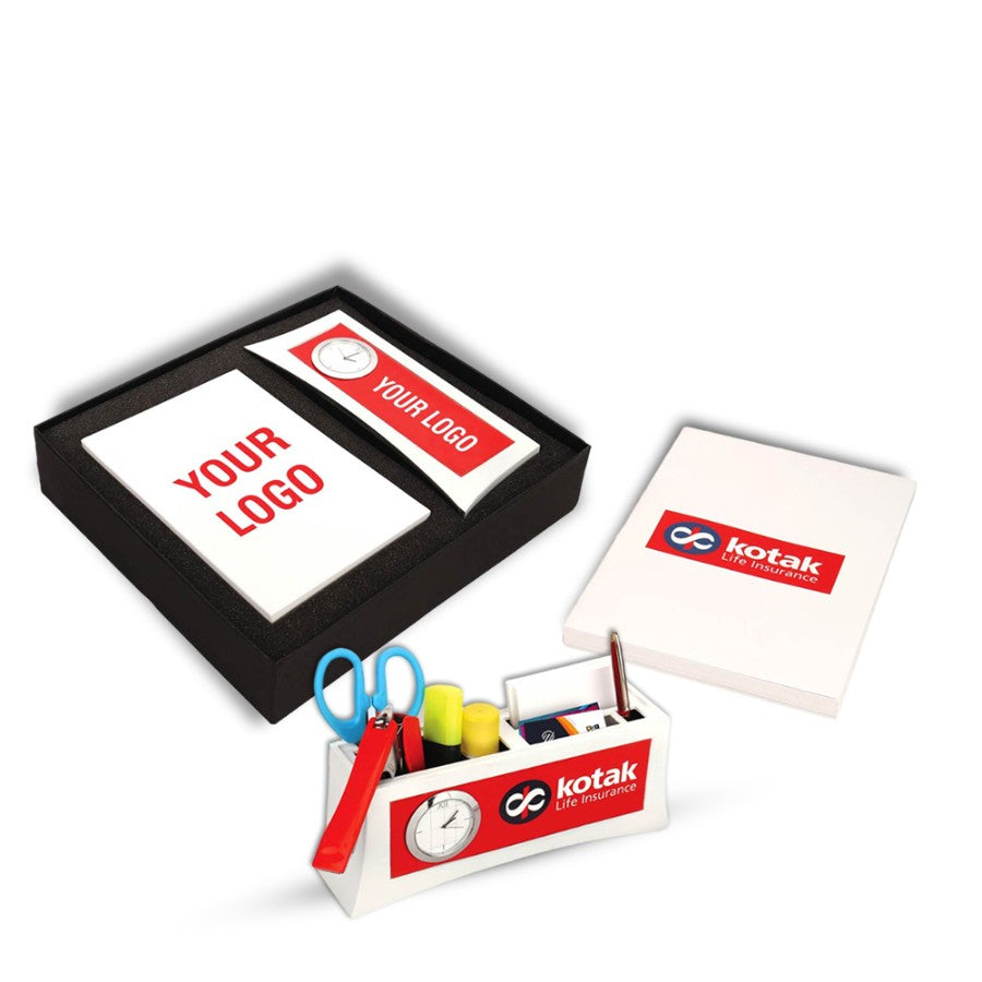Set of 2: Multifunction Clock with A5 Notebook in Gift Box | Branding Included - Corporate Gift
