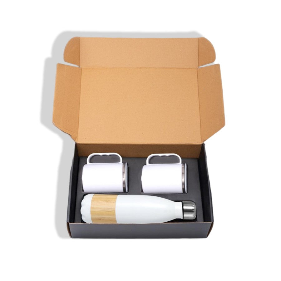 SKU-Q55a - Set of Bamboo Cola Vacuum Flask with 2 Stainless Steel Cups in Gift Box - Corporate Gift