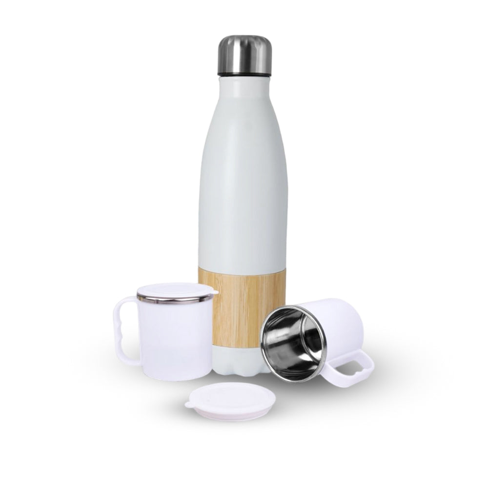 YuBingo Set Of Bamboo Cola Vacuum Flask With 2 Stainless Steel Cups In Gift Box - Corporate Gift Set - product image