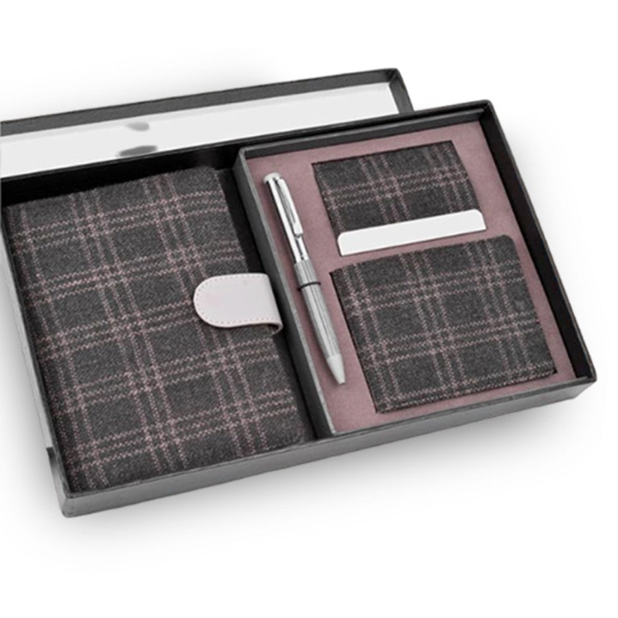 Tweed Gray 4-in-1 Gift Set | Passport Holder, Wallet, Card Holder & Pen - Corporate Gift