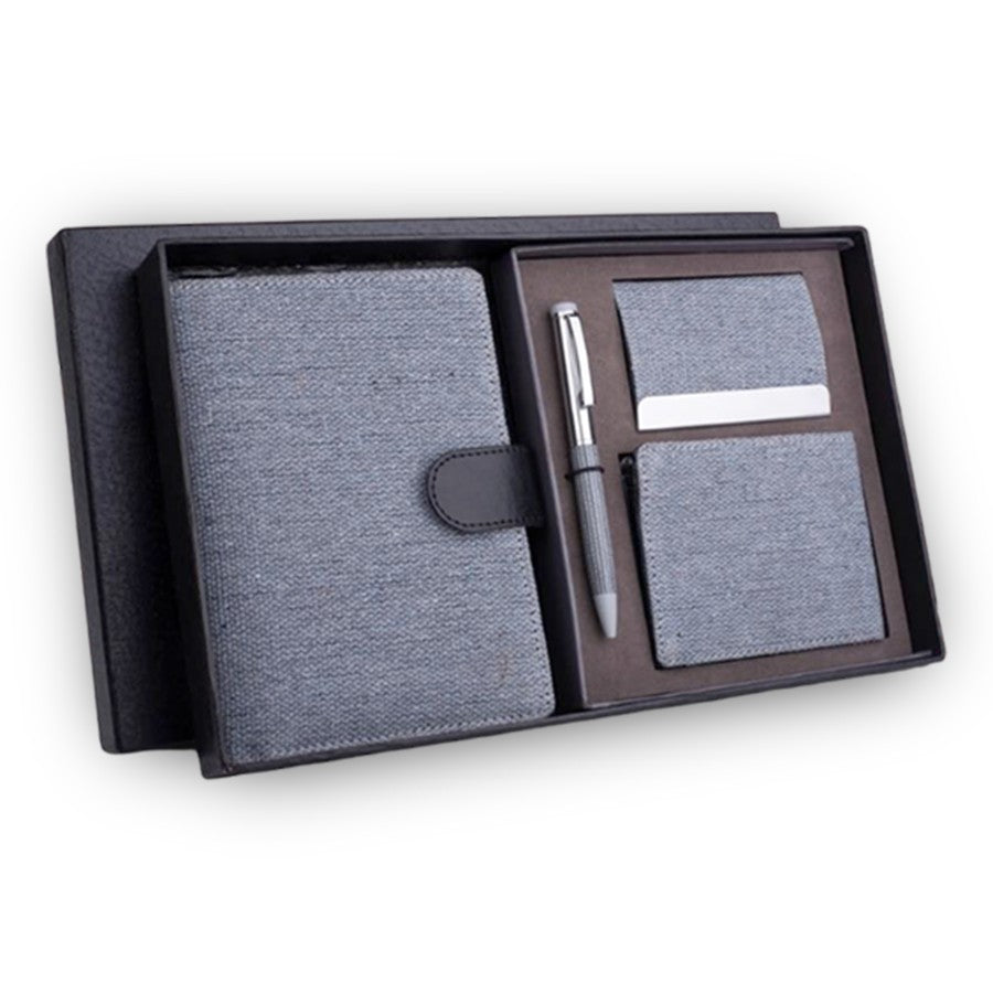 YuBingo Canvas Gray Set Of 4: Multi Use Passport Holder, Wallet, Card Holder, Metal Pen - Corporate Gift Set - image 3