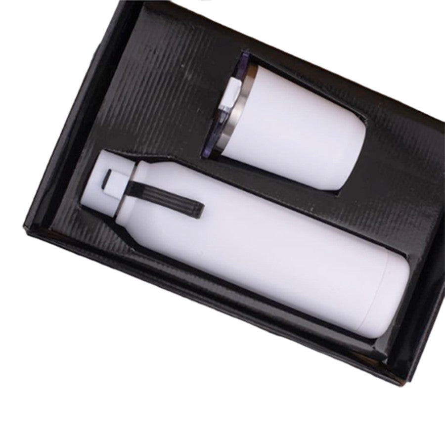 Set of Square Insulated Bottle with Foggy SS Mug - Black/White - Beautiful Gift Set for Corporate and Promotional Gifts - View 3
