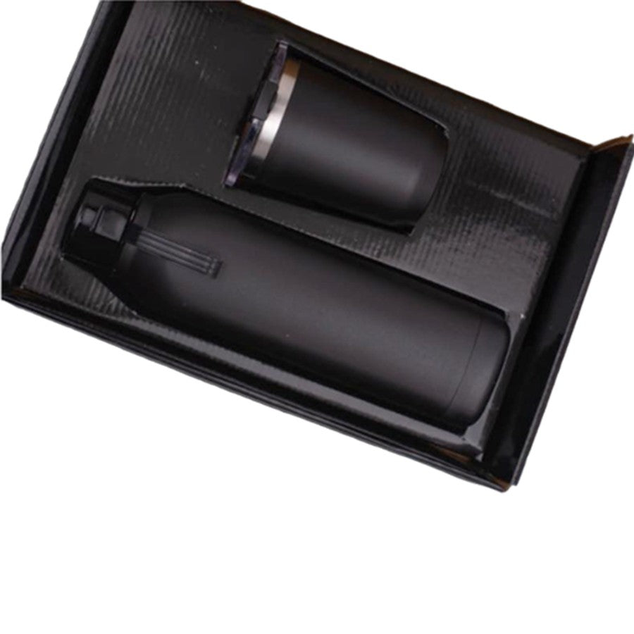 Set of Square Insulated Bottle with Foggy SS Mug - Black/White - Beautiful Gift Set for Corporate and Promotional Gifts - View 2