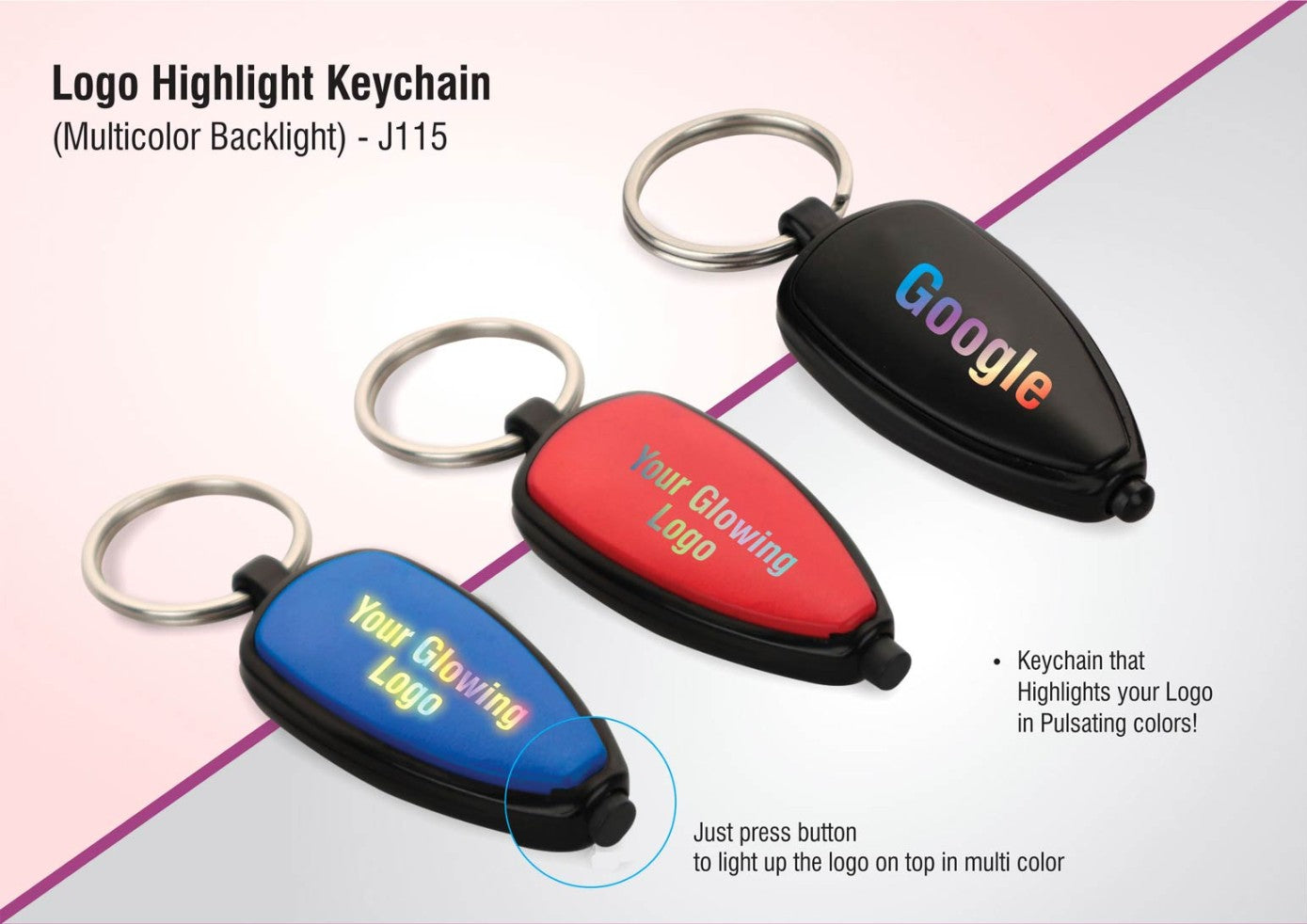YuBingo Logo Highlight Keychain (Multicolor Backlight) - Corporate Gift | YuBingo corporate gift