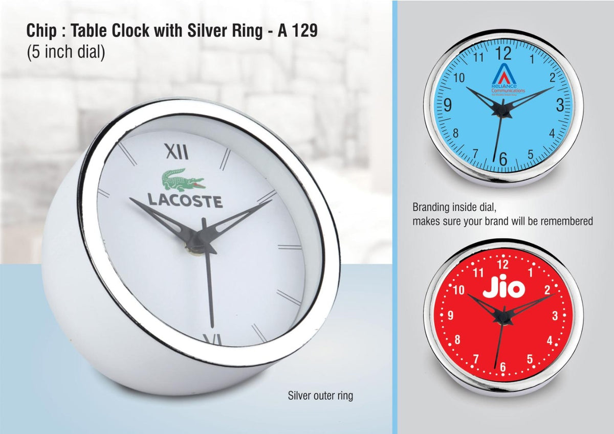 YuBingo Table Clock With Silver Ring | 5-inch Dial - Corporate Gift | Product image 3