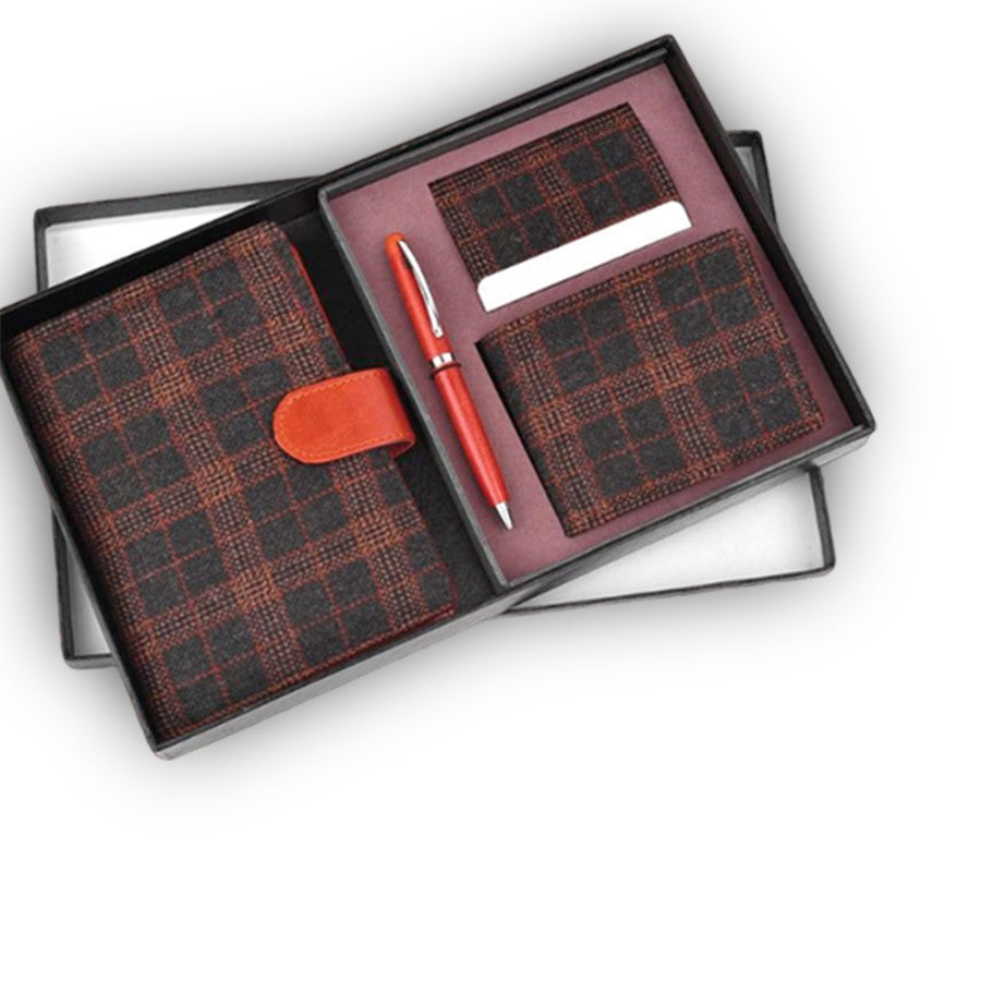 Tweed Tan Set of 4: Passport Holder, Wallet, Card Holder & Pen - View 3