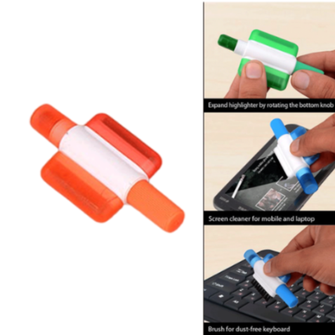 YuBingo SKU B53 - 3-in-1 Lipstick Style Gel Highlighter with Keyboard Brush and Screen Cleaner - Corporate - Office Stationery by YuBingo