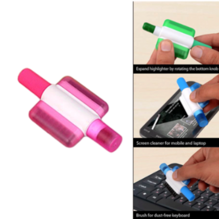 YuBingo SKU B53 - 3-in-1 Lipstick Style Gel Highlighter with Keyboard Brush and Screen Cleaner - Corporate - Office Stationery by YuBingo