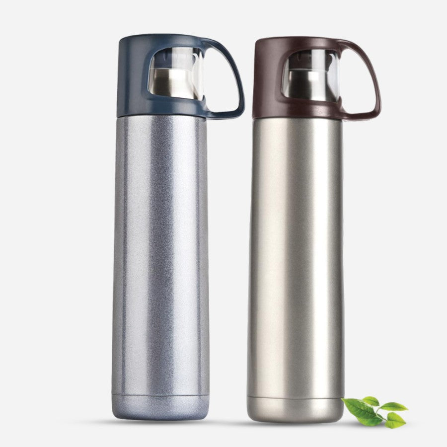 YuBingo Power Plus Vacuumized Travel Flask (500 ml) - Brown/Gray - Corporate Drinkware Gift - Water Bottles by YuBingo
