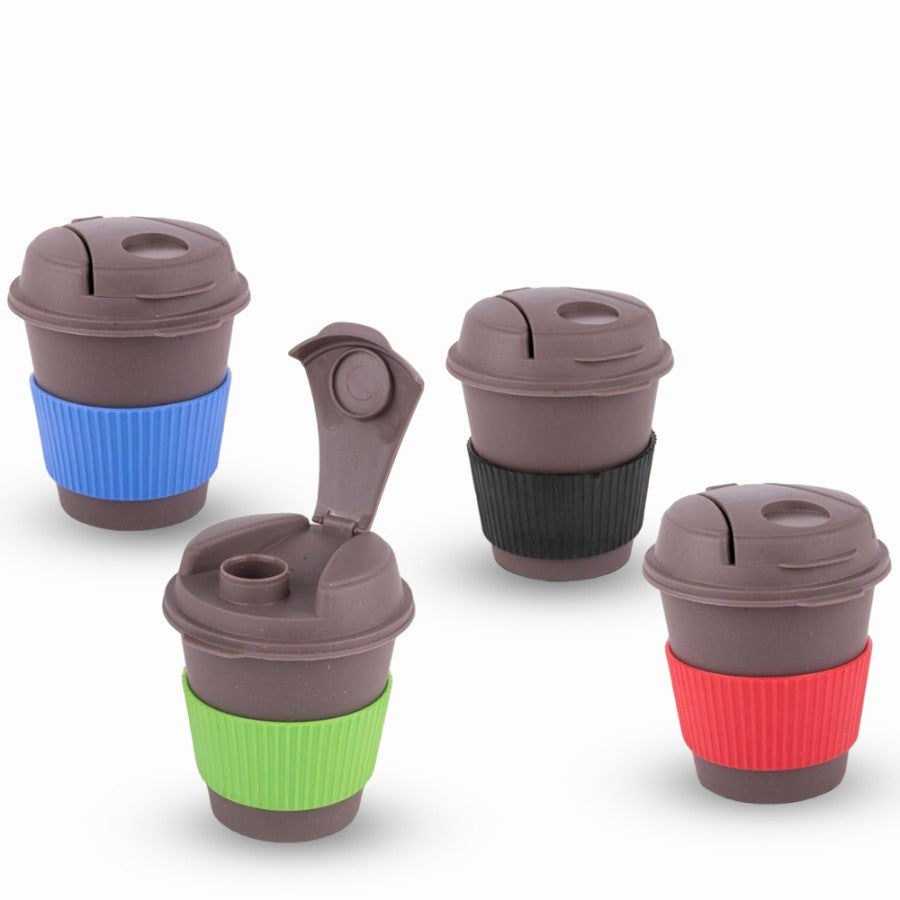 YuBingo H222a - Bamboo Dark Coffee Mug - Eco Friendly Mug With Flip Top Lid And Anti-Scald Sleeve - Capacity 250 ML - Corporate Gift | YuBingo corporate gift