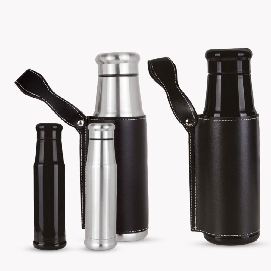 YuBingo Slim Cola Stainless Steel Vacuum Flask with PU Sleeve | 500 ml Approx - Corporate Drinkware Gift - Water Bottles by YuBingo