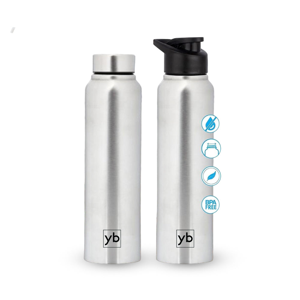 YuBingo Straight Steel Bottle Natural | Capacity 1L Approx | Silver - Corporate Drinkware Gift - Water Bottles by YuBingo