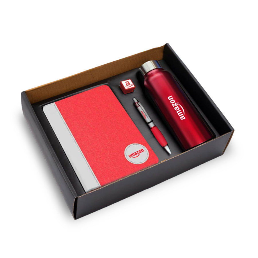 YuBingo 4 In 1 Set: Steel Bottle, Metal Pen, Silicon Mobile Stand, Ribbon PU Notebook - Corporate Gift Set - product image