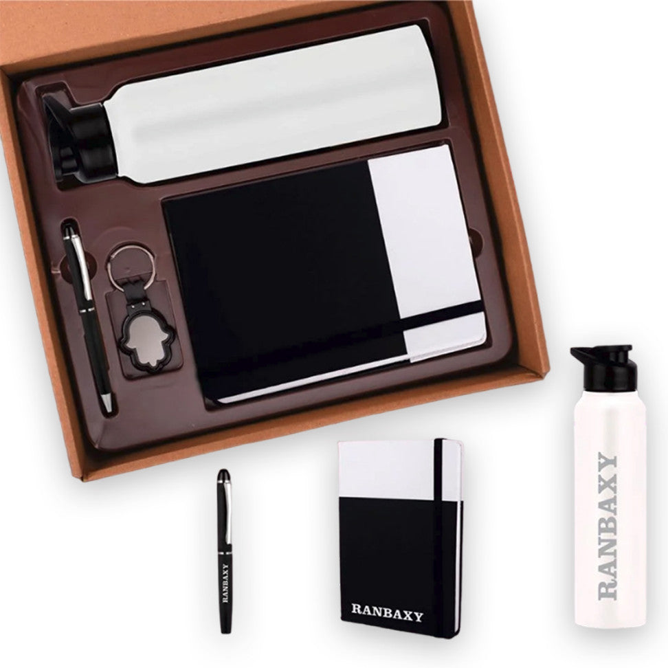 YuBingo 4 In 1 Dual Tone Gift Set With Bottle, Notebook, Pen &amp; Keychain - Corporate Gift - product image