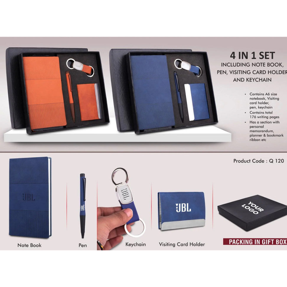 YuBingo Premium 4 Pc Notebook Gift Set With Pen, Keychain & Card Holder - Corporate Gift - image 3