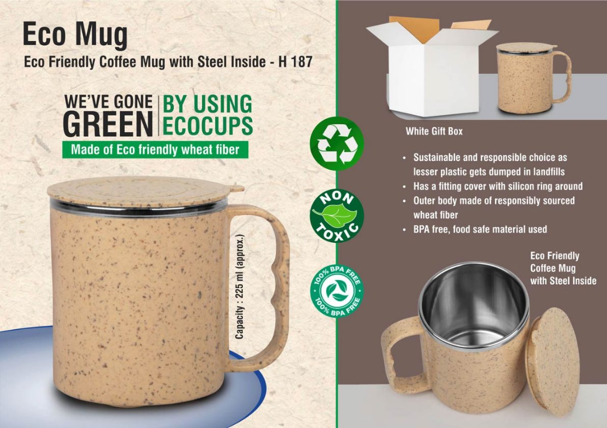 YuBingo H-187 - EcoMug: Eco Friendly Coffee Mug With Steel Inside - Made With Wheat Fiber - Corporate Gift | Product image 2