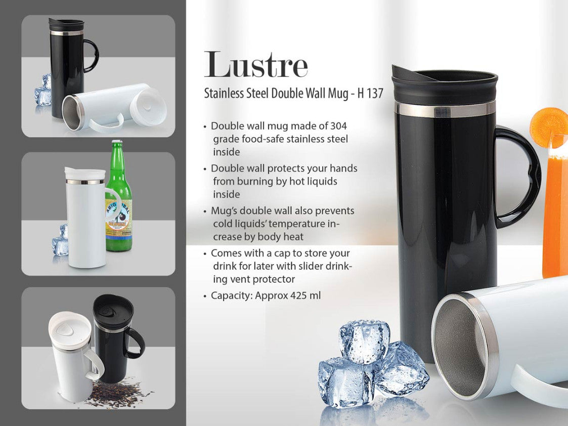 YuBingo H137 - Lustre Stainless Steel Double Wall Mug (425 ML Approx) - Corporate Gift | Product image 2