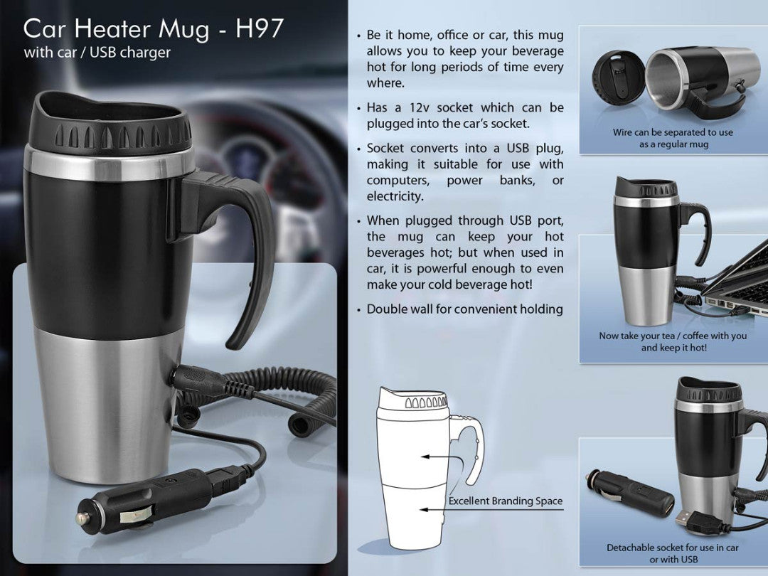 YuBingo H97 - Car Heater Mug: With Car / USB Charger (500ml) - Corporate Gift | Product image 2