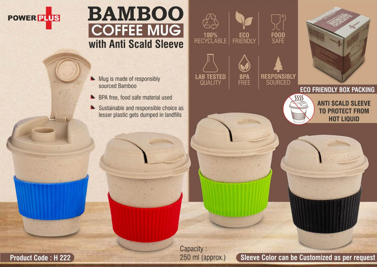 YuBingo Bamboo Coffee Mug: Eco Friendly Mug With Flip Top Lid And Anti-Scald Sleeve - Corporate Gift | Product image 2