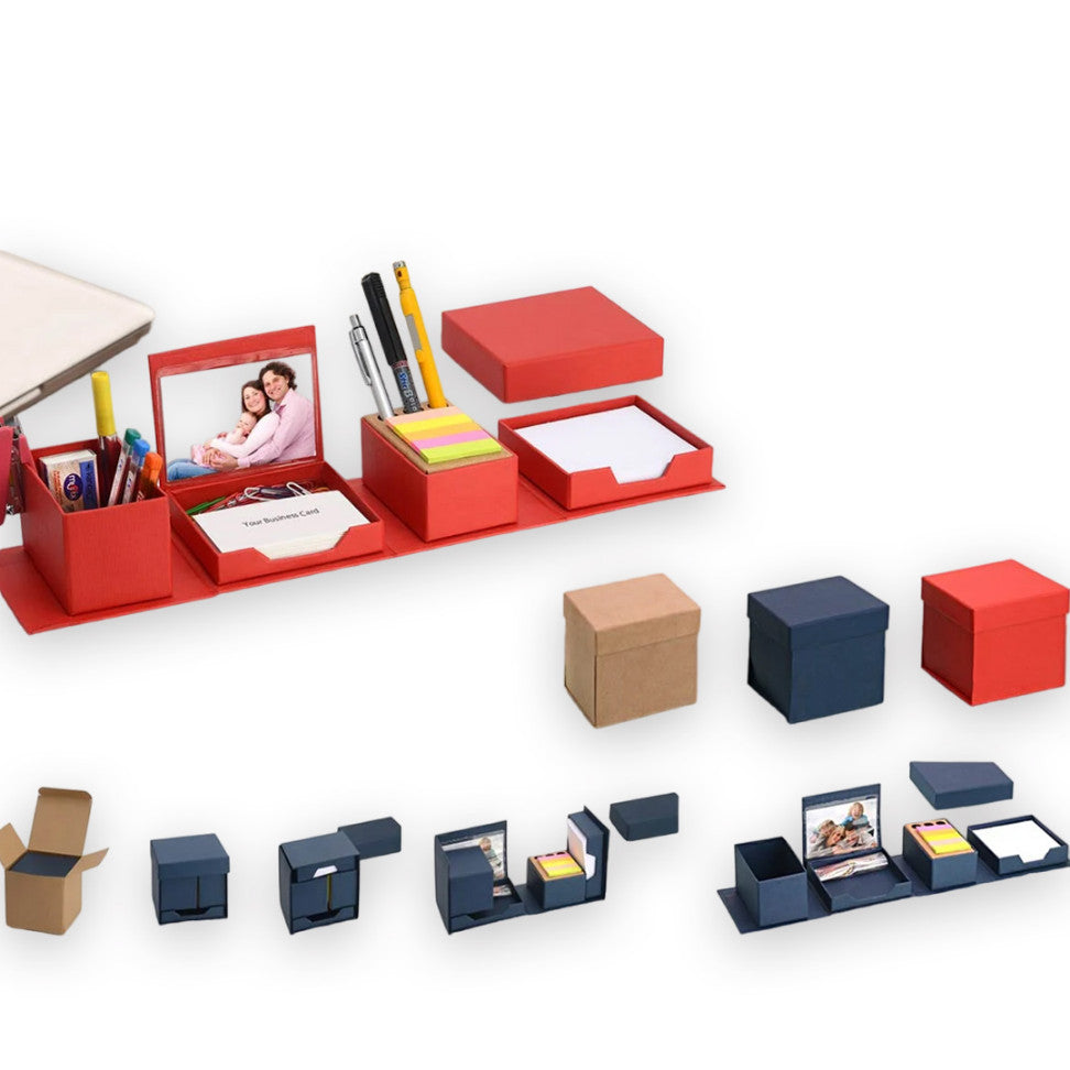 YuBingo Transformer Expandable Cube: Complete Desk Set (Red/Blue) - Corporate Gift