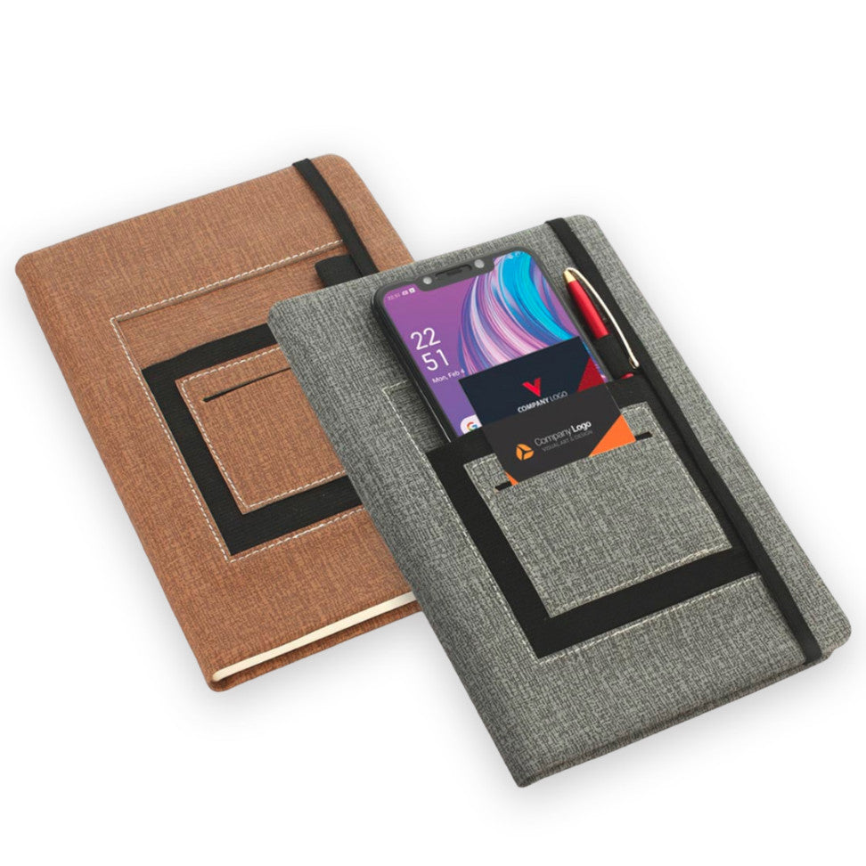 YuBingo Notebook with Mobile Pocket, Card Holder Pocket &amp; Pen Loop by Castillo Milano | Made in India - Corporate - Office Stationery by YuBingo