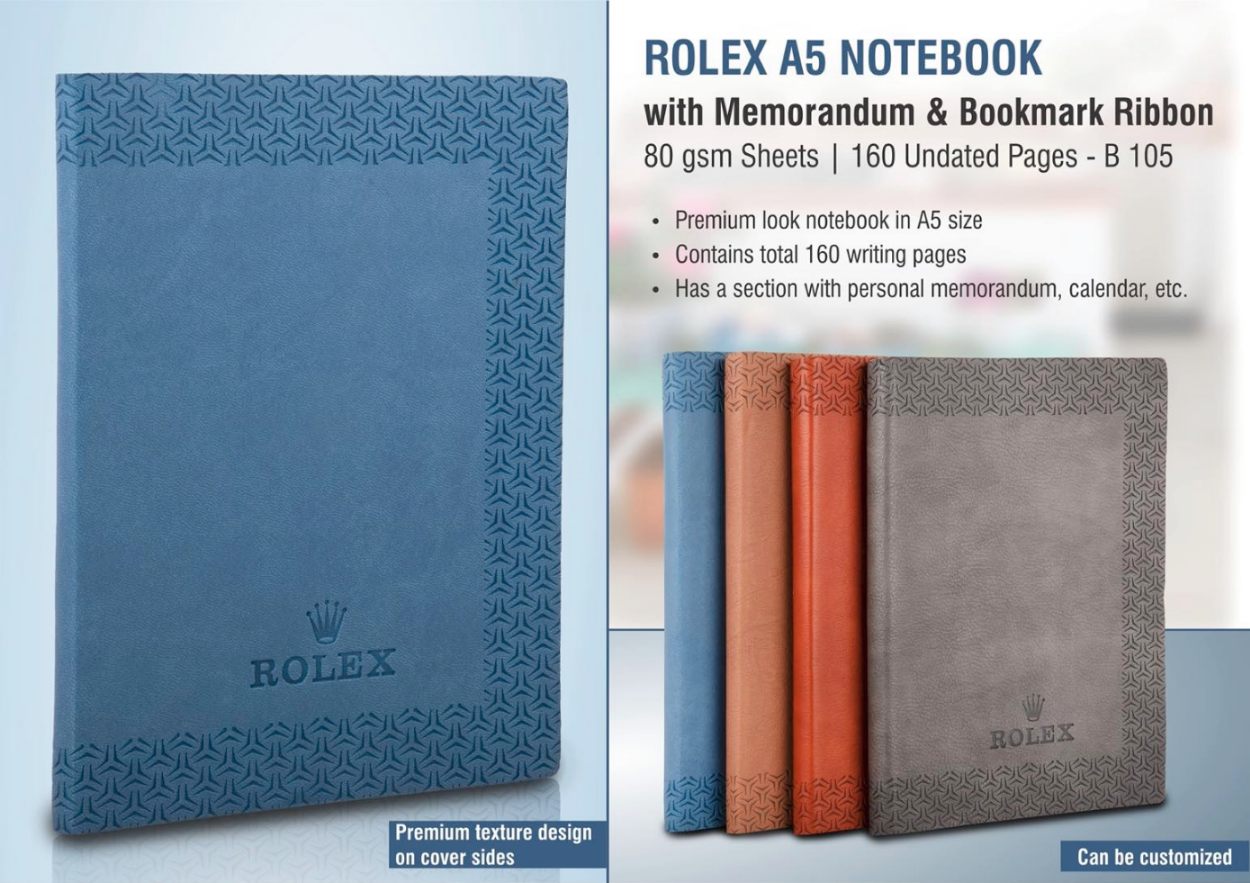YuBingo Rolex A5 Notebook with Memorandum & Bookmark Ribbon - Corporate Gift