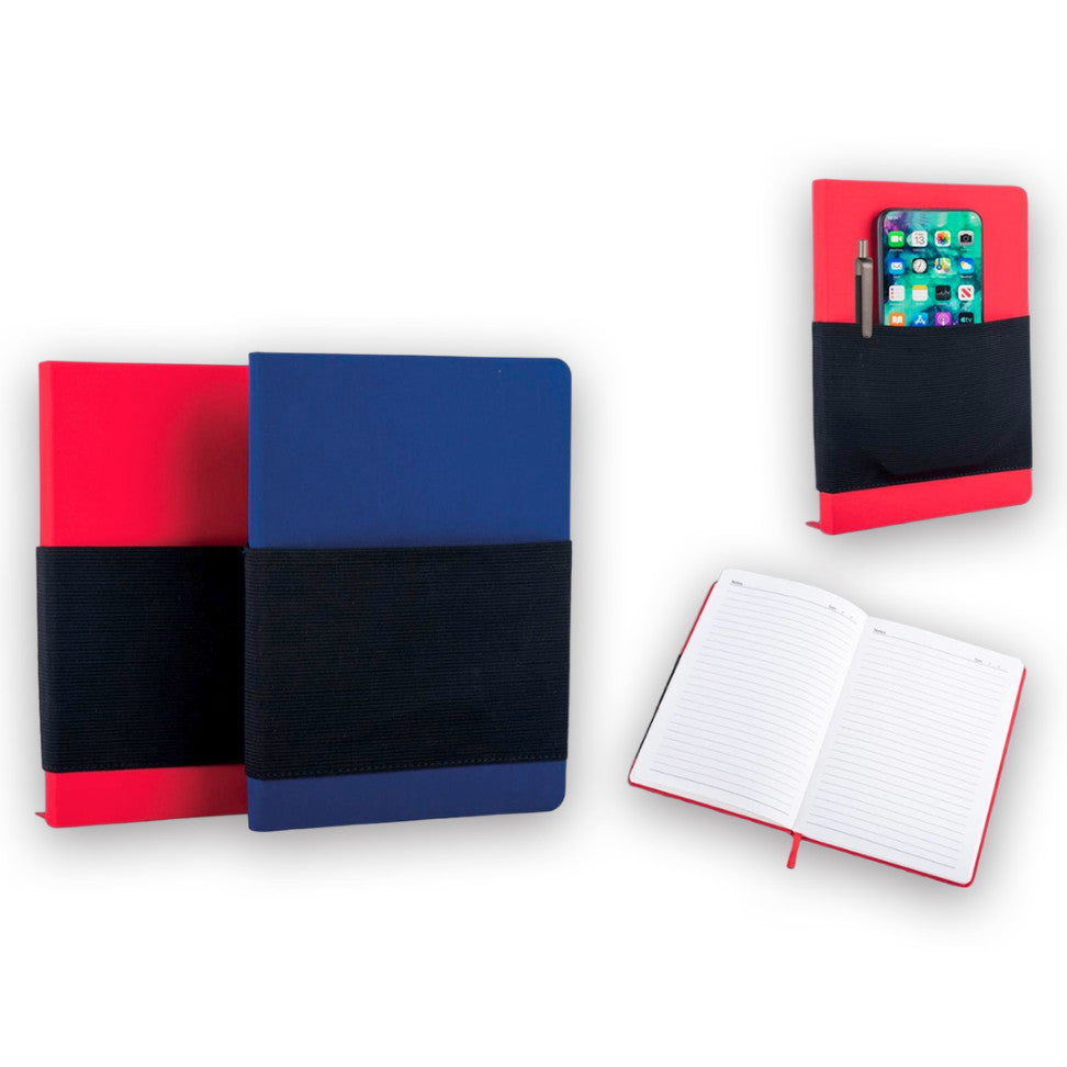 YuBingo Pocket Notebook with Fabric Cover and Elastic Full-Size Pocket - Corporate Gift