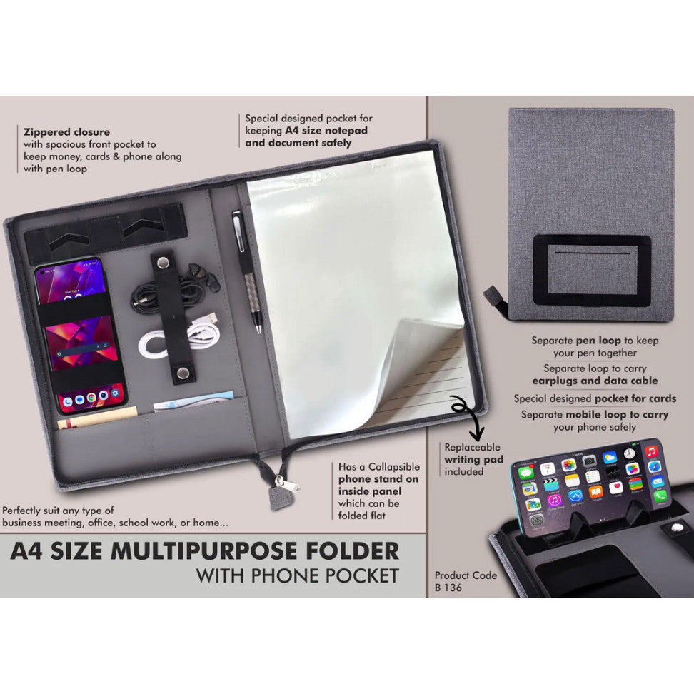 YuBingo A4 Multipurpose Folder with Phone Pocket - Corporate Gift