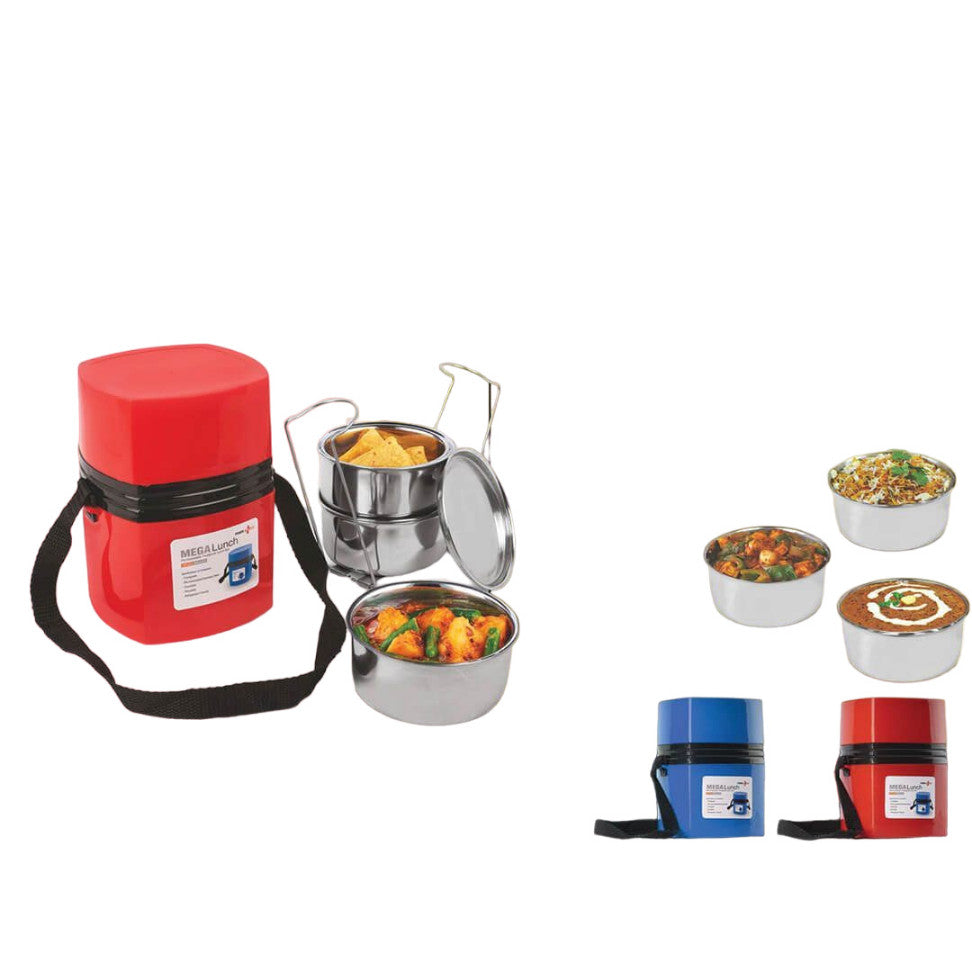 YuBingo Power Plus Mega Steel Lunch Box - 3 Stainless Steel Containers with Lifter - Corporate Gift | YuBingo corporate gift