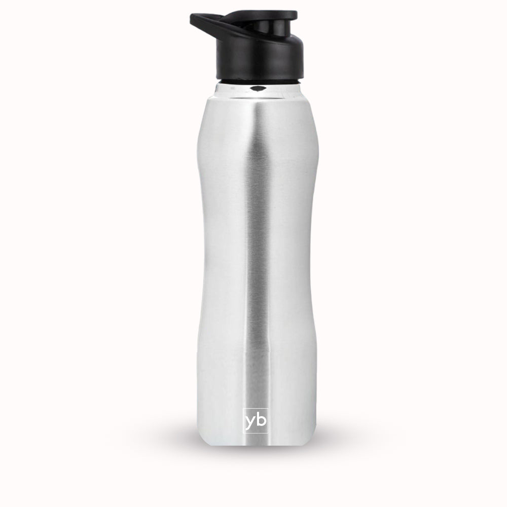 YuBingo Curvy Steel Bottle Natural | Capacity: 750ml Approx - Corporate Drinkware Gift - Water Bottles by YuBingo