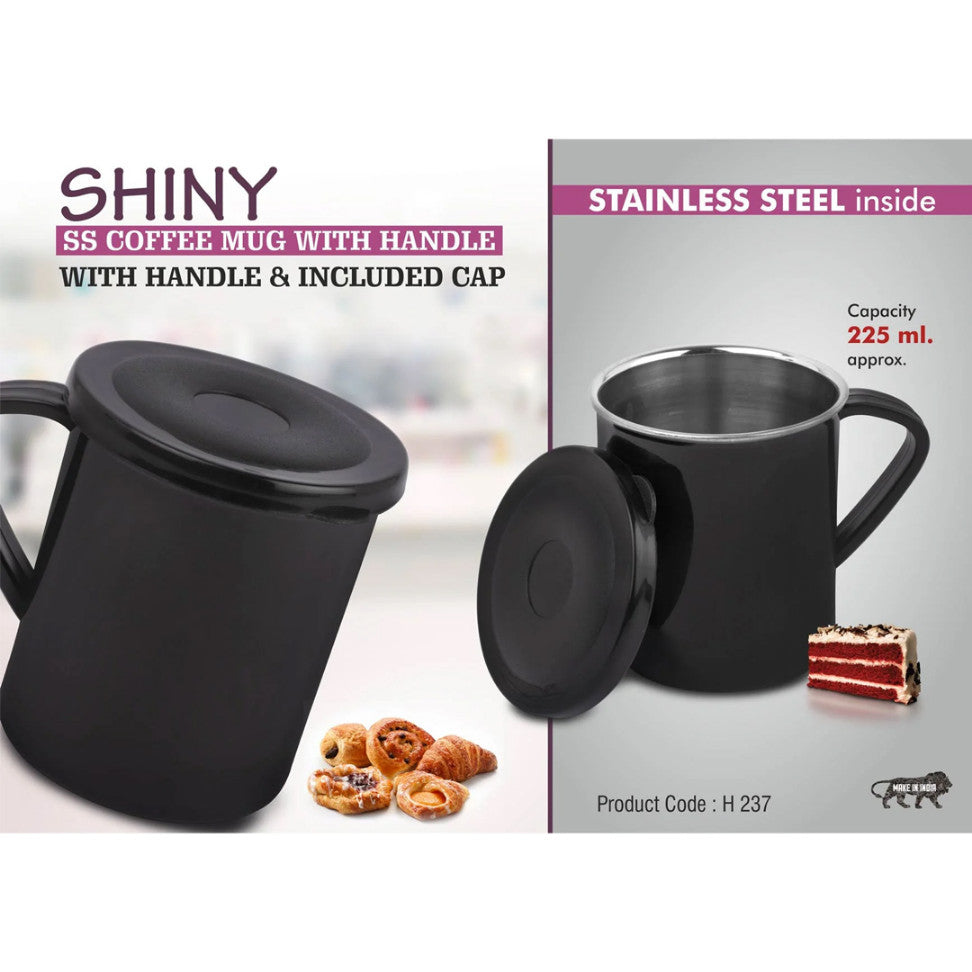 YuBingo H237 - Shiny SS Coffee Mug With Handle - Cap Included - Capacity: 225ml - Corporate Gift | Product image 2
