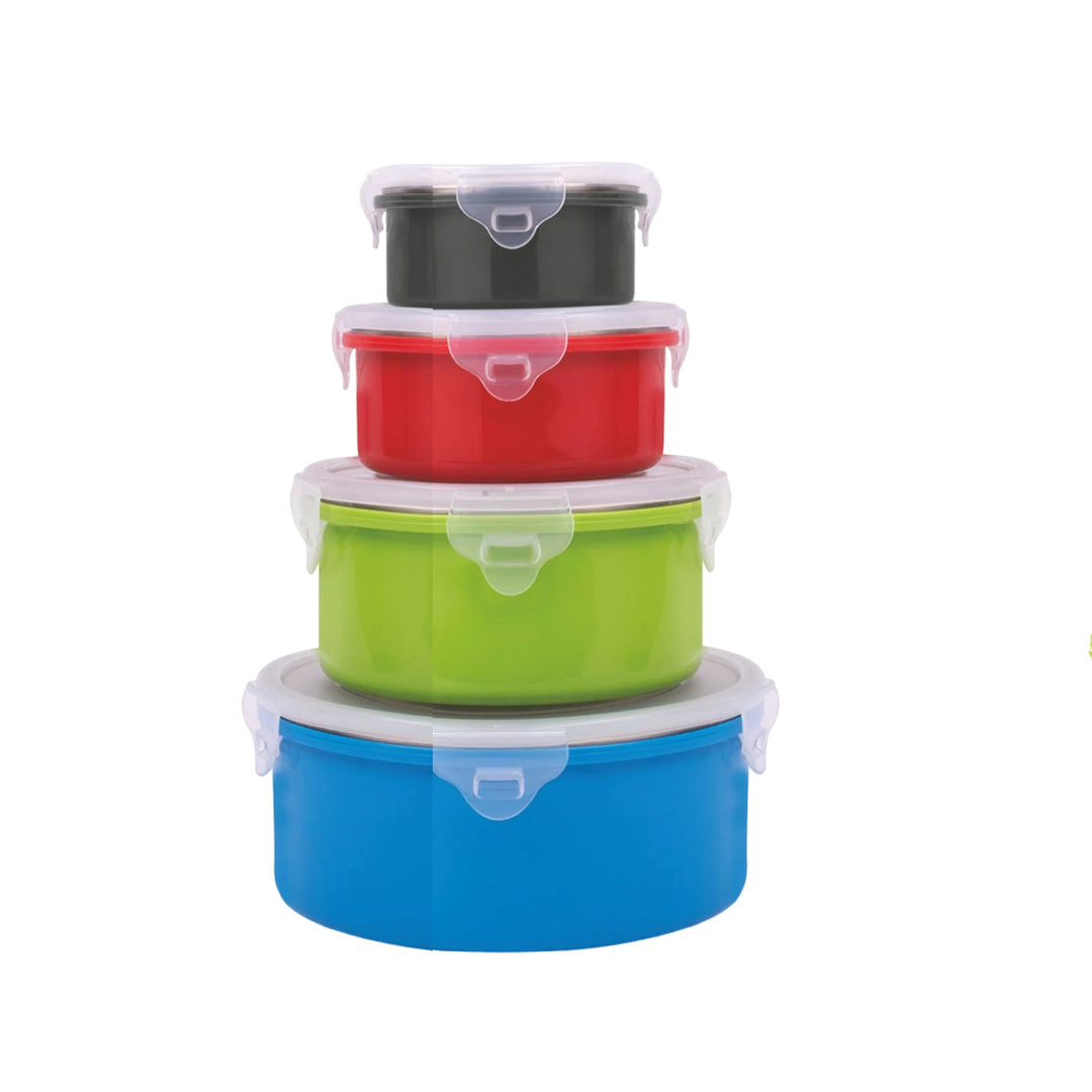 YuBingo 4 pc Microwaveable Stainless Steel Bowl Set | Colorful Outer Body | Capacity: 200ml, 400ml, 900ml, 1600ml - Corporate Gift | YuBingo corporate gift