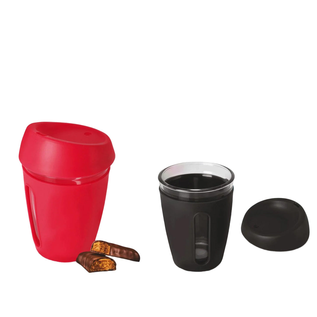 YuBingo H256 - Premia II: Glass Mug With Full Silicon Sleeve &amp; Lid - 350 ML - Corporate Gift | YuBingo corporate gift