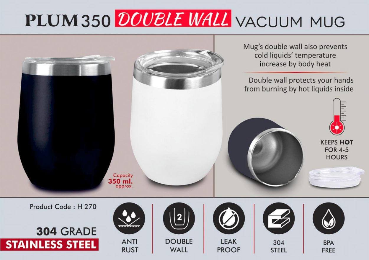 YuBingo H270 - Plum 350: Double Wall Vacuum Mug - 350ml - Corporate Gift | Product image 2