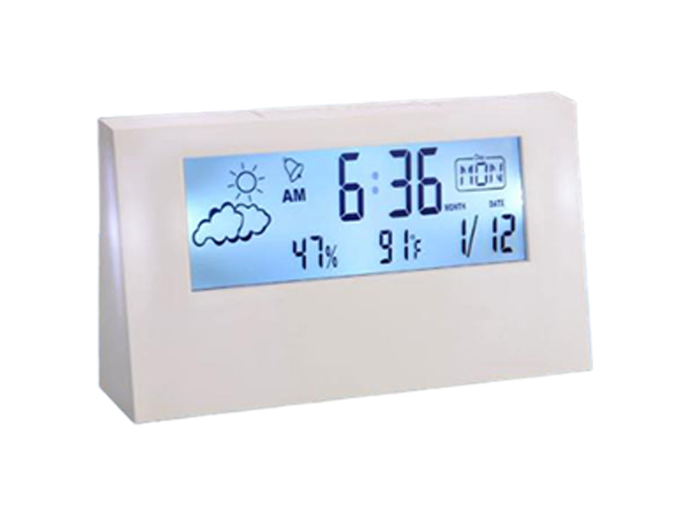 YuBingo Sharp Weather Station Clock With Backlight (White) - Table Clock - Corporate Gift | Product image 4
